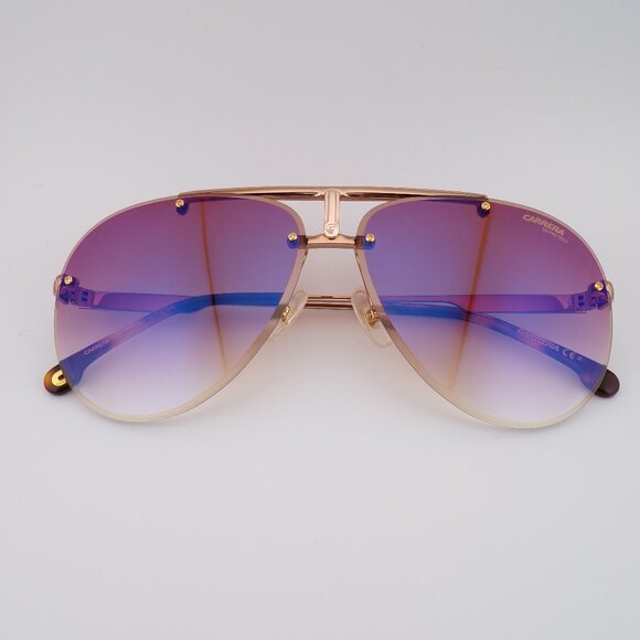 Carrera Rimless Gradient Aviator Pilot Shades, Gold Copper Blue Mirror 1032S A8 - Picture 4 of 14